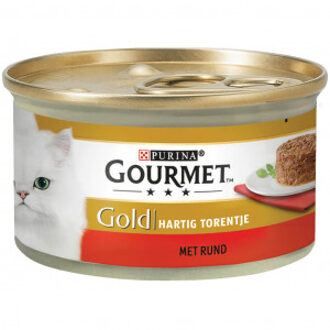 Gourmet Gold Hartig Torentje met rund natvoer kat (85 g) 2 trays (48 x 85 g)
