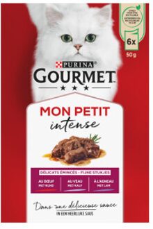 Gourmet Mon petit kleine porties met rund, met kalf, met lam 6x50g kattenvoer