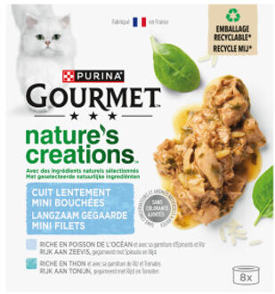 Gourmet Nature's Creations Mini Filets met zeevis natvoer kat (8x 85 g) 6 trays (48 x 85 g)