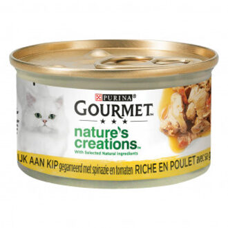 Gourmet Purina Gourmet Nature's Creations met kip, spinazie, tomaat natvoer kat (24x85 g) 48 x 85 g