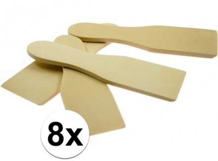 Gourmet spatels - 8x stuks - 15 cm - hout - bak spatels - bakken - gourmetten