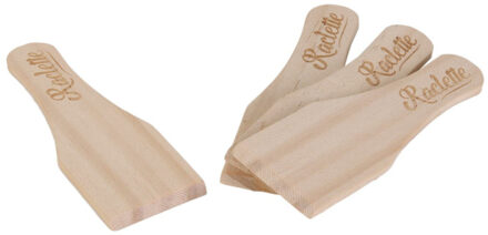 Gourmetspatels - 4x - dennenhout - 12 x 4 cm - gourmetten - racletten - grillen