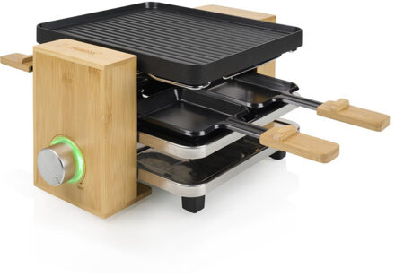 Gourmetstel 162950 - Raclette 4 personen - Grill & Bakplaat - Regelbare thermostaat - Bamboe