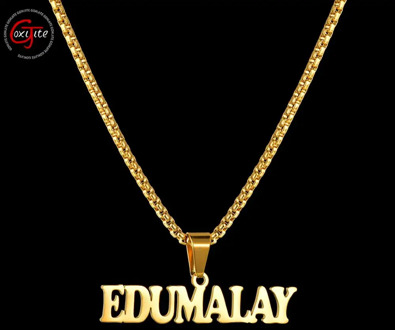 Goxijite 2019 Fashion Customized Stainless Steel Big Name Necklace For Women Men Personalized Letter Gold Necklace Pendant Gift