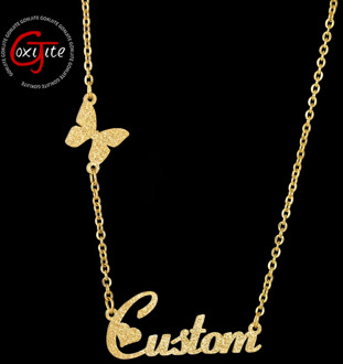 Goxijite 2020 Fashion Name Necklace For Women Stainless Steel Frosted Name Pendant Necklace Best Jewelry Gift