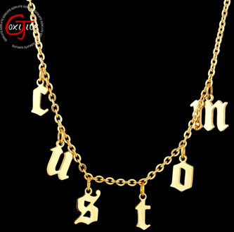 Goxijite Custom Letters Chokers Necklace For Women Old English Gold Initial Number Pendant Gothic Necklaces Jewellry Gift