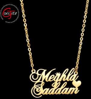 Goxijite Customized Double Name Heart Necklace For Women Personalized Stainless Steel 2 Names Pendant Necklaces Couple Gift