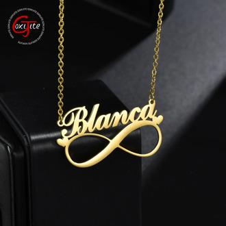 Goxijite Infinite Name Necklace For Women Stainless Steel Personalized Gold Name Choker Pendant Necklace Stainless Steel
