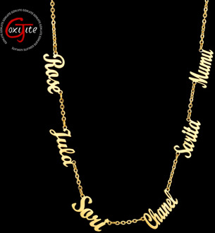 Goxijite Personalized Multiple Names Necklace Custom 6 Nameplates Pendant Necklaces Jewellry Best Gift Stainless Steel