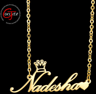 Goxijite Personalized Name Pendant Necklace For Women Custom Crown Heart Nameplate Choker Necklaces Jewellry Gift