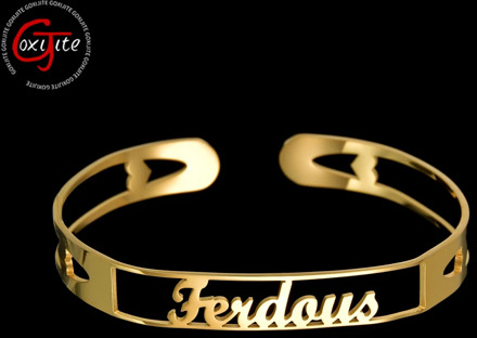 Goxijite Trendy Name Bangle Brecelet Customized Open Hollow Name Heart Bangles For Women Stainless Steel Jewelry Handmade Gift