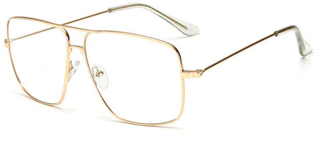 GOZLUGU Vintage Gold Metal Frame Brillen Heren Dames zonnebril Retro Vierkante Optische Lens Eyewear Nerd Clear Lens Bril goud