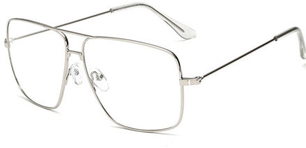 GOZLUGU Vintage Gold Metal Frame Brillen Heren Dames zonnebril Retro Vierkante Optische Lens Eyewear Nerd Clear Lens Bril zilver
