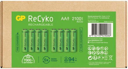GP Batteries Oplaadbaar ReCyko AA Batterijen, NiMH 2100 mAh Oplaadbare batterij