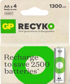 GP NiMH oplaadbare batterij AA 1300mA blister(4) - 3311430