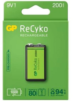 GP ReCyko oplaadbare 6F22/9V batterij 200mAh