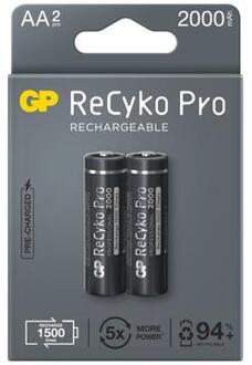 GP ReCyko Pro Oplaadbare AA Batterijen 2000mAh - 2 stuks.
