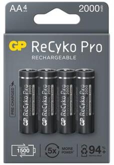 GP ReCyko Pro Oplaadbare AA Batterijen 2000mAh - 4 stuks.