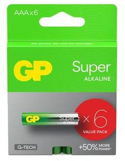 GP Super G-Tech LR03/AAA Alkaline batterijen - 6 stuks.