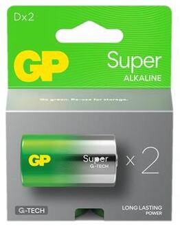 GP Super G-Tech LR20/D Batterijen - 2 stuks.