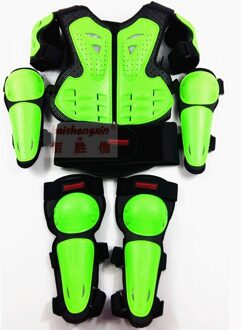 GR03 Motorfiets Care Armor Armor Pak Kind Bescherming Pak Sport Knie Zorg Elleboog groen