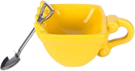 Graafmachine Emmer Vorm Grappige Thee Met Lepel Drink Thuis Keuken Abs Non Slip Koffiekopje Grote Capaciteit Schoon Multifunctionele geel