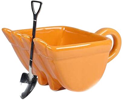 Graafmachine Emmer Vorm Grappige Thee Met Lepel Drink Thuis Keuken Abs Non Slip Koffiekopje Grote Capaciteit Schoon Multifunctionele Oranje