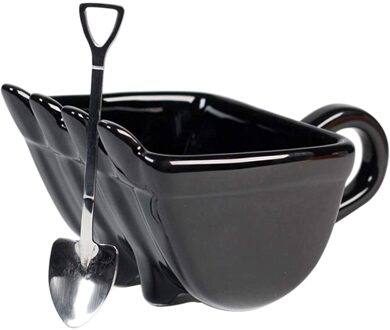 Graafmachine Emmer Vorm Grappige Thee Met Lepel Drink Thuis Keuken Abs Non Slip Koffiekopje Grote Capaciteit Schoon Multifunctionele zwart