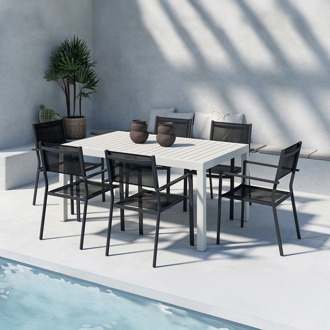 Grace aluminium uitschuifbare tuintafel beige tot 160 tot 240 x 100 cm