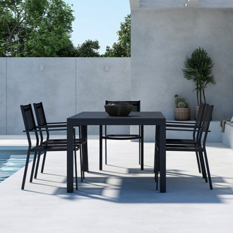 Grace aluminium uitschuifbare tuintafel zwart - 160 tot 240 x 100 cm