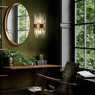 Grace wandlamp, 2-lamps, goudkleurig, ijzer, glas Transparant, goud