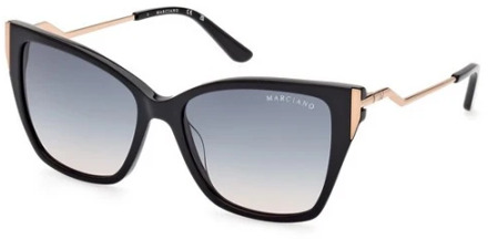 Gradient Blue Zonnebril Shiny Black Frame Marciano , Black , Unisex - 55 MM