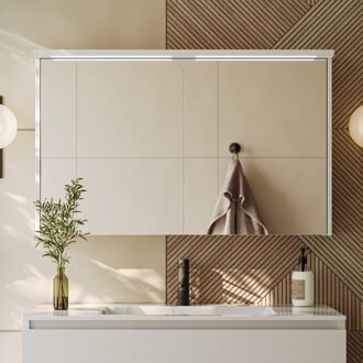 Grado spiegelkast met verlichting 100cm 2 deuren wit mat