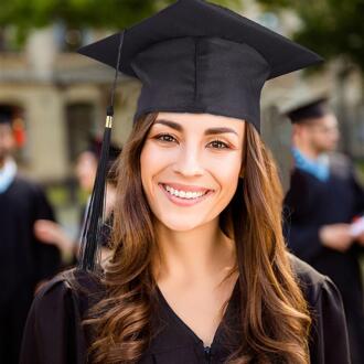Graduation Cap Verstelbare Mortel Boord Hoed Met Kwasten Graduation Ceremony Photo Prop Party Supply (Zwart)