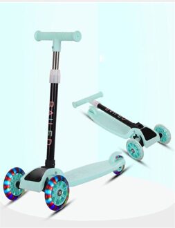 Graffiti Driewieler Kick Scooter Kinderen Voet Scooter Hoogte Verstelbare Led Knipperende Pu Wiel Kinderen Kids Skateboard Scooter groen