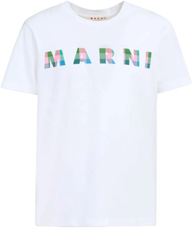 Grafisch Logo T-shirt Wit Marni , White , Heren - Xl,L,M