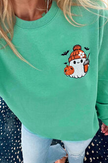 Grafisch Sweatshirt met Pullover - maat S Salie Groen