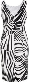 Grafische Op-Art Geïnspireerde Katoenen Stretch Jurk Zwart - EU 40 / UK 12