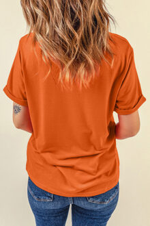 Grafische Print T-shirt Oranje