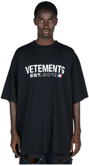 Grafische Print Vlag Logo T-shirt Vetements , Black , Heren - M
