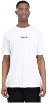 Grafische Print Wit T-shirt voor Mannen Disclaimer , White , Heren - L,S