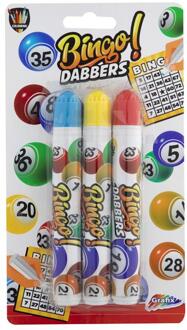 Grafix 3x Bingo stiften/markers blauw/geel/rood - Actiespellen