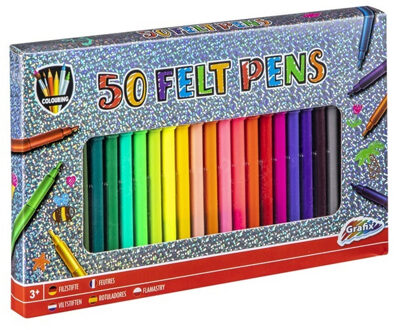 Grafix 50x Viltstiften gekleurd Multi