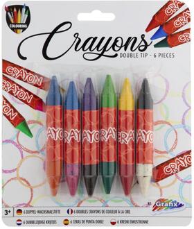 Grafix 6 waskrijtjes met dubbele punt verschillende