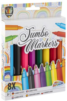 Grafix 8x Jumbo stiften/markers in diverse kleuren - Hobby viltstiften Multikleur