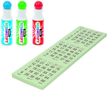 Grafix Bingo spullen - 3x bingostiften en 100x Bingokaarten nummers 1-75