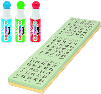 Grafix Bingo spullen - 3x bingostiften en 200x Bingokaarten nummers 1-75
