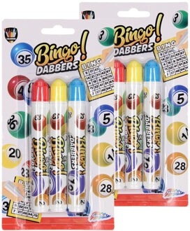 Grafix Bingo stiften/markers - 6x stuks - Blauw - Geel - Rood - Bingo Dabbers - spellen - spelen - d