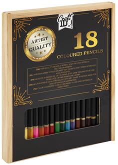 Grafix Kleurpotloden in houten box 18dlg bruin