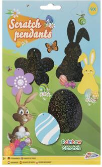 Grafix Regenboog kras hangers Pasen